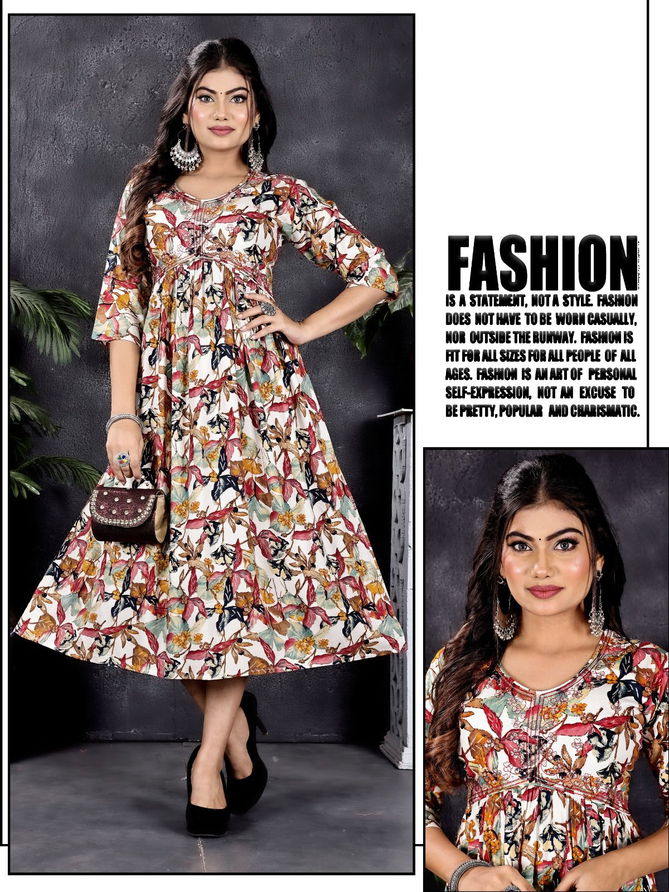 Alia Series 3 A Premium Rayon Printed Long Kurti Catalog